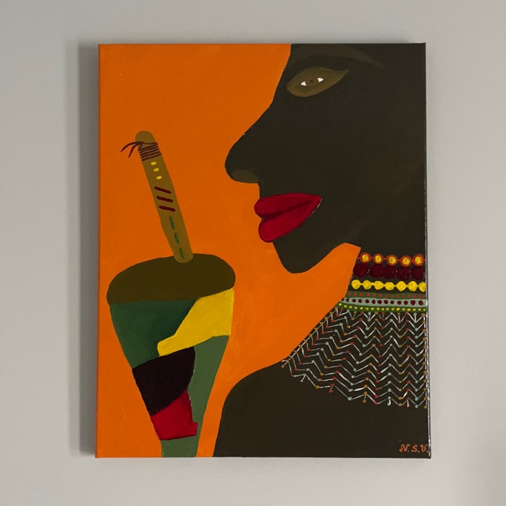 African Beauty Oil Painting.